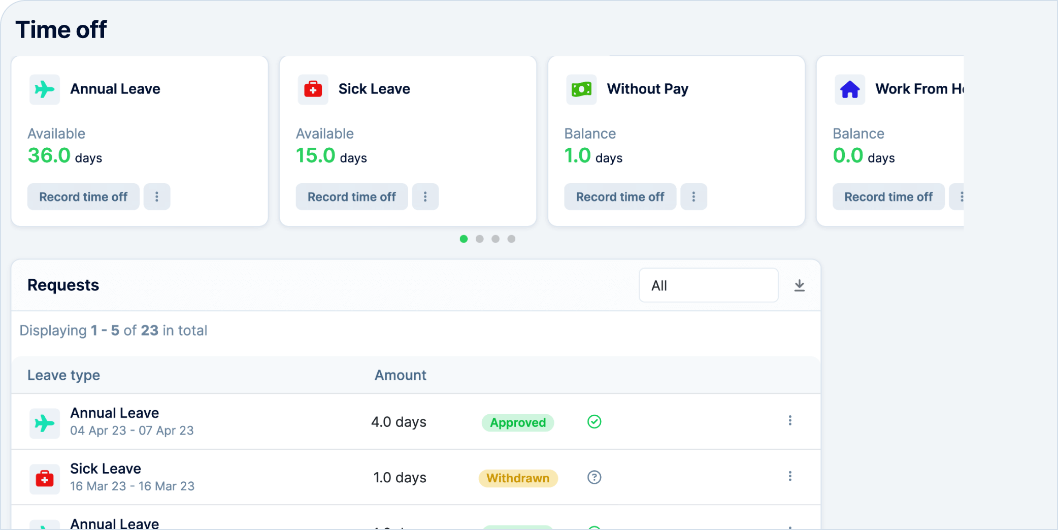 Leave & paid time off (PTO) tracking